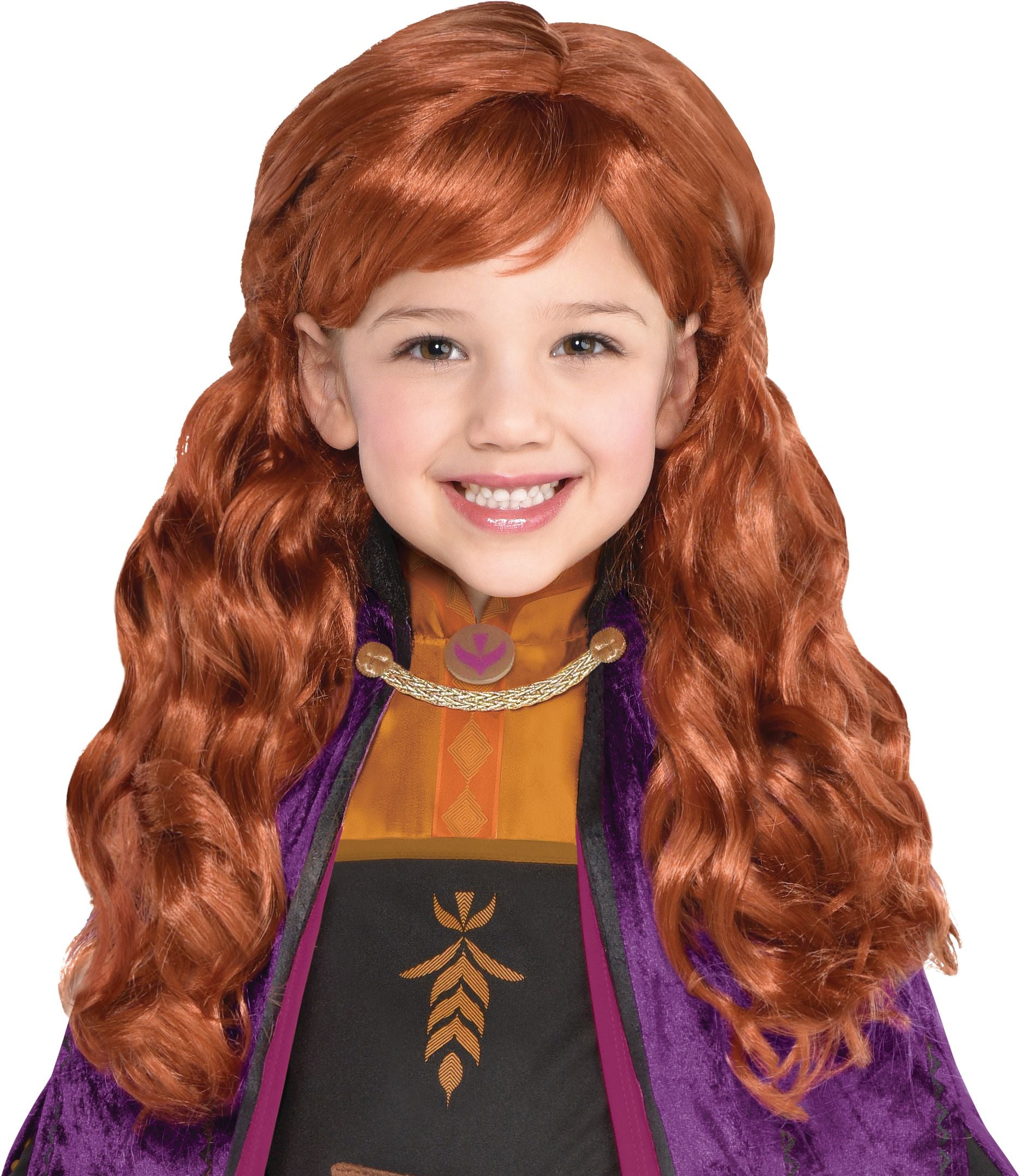 Disney Frozen Anna Long Curly Hair Wig, Orange, One Size