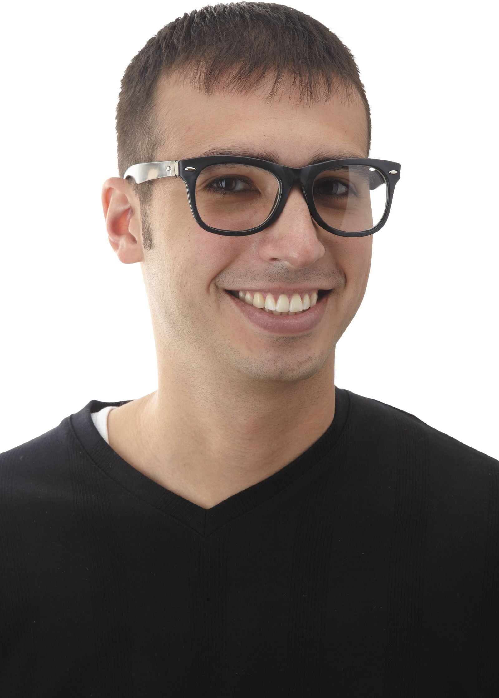 Classic Nerd Square Eyeglasses, Black, One Size