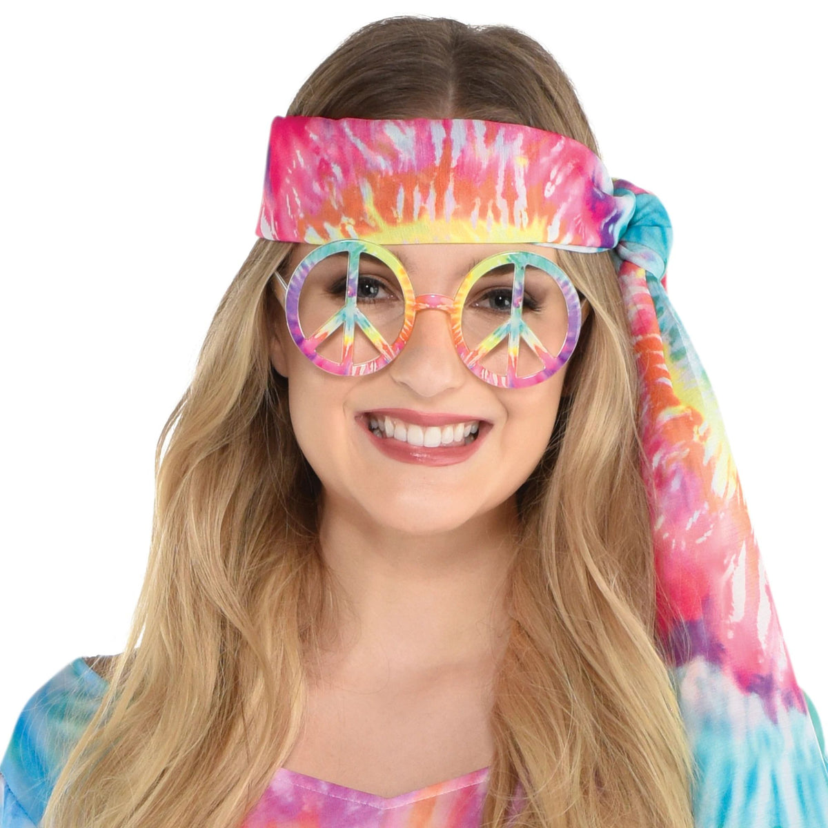 Hippie Peace Sign Eyeglasses, Tie-Dye, One Size, Costume Accessory