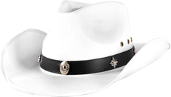 White Cowboy Hat, Studded Band, One Size, Costume Accessory