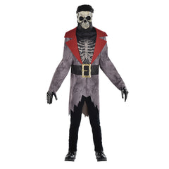Kids' Skeleton Pirate Grey Outfit with Jacket/Mask/Gloves Costume, XL