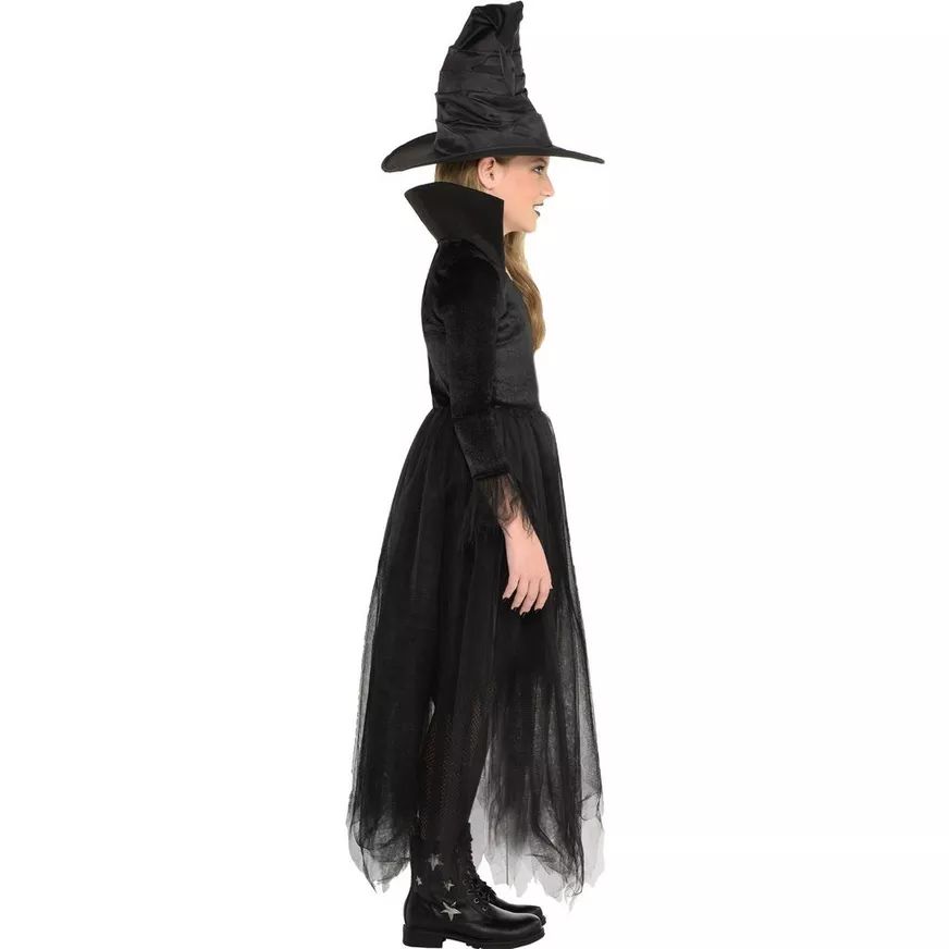 Kids' Enchanted Witch Black Dress with Hat, Assorted Sizes