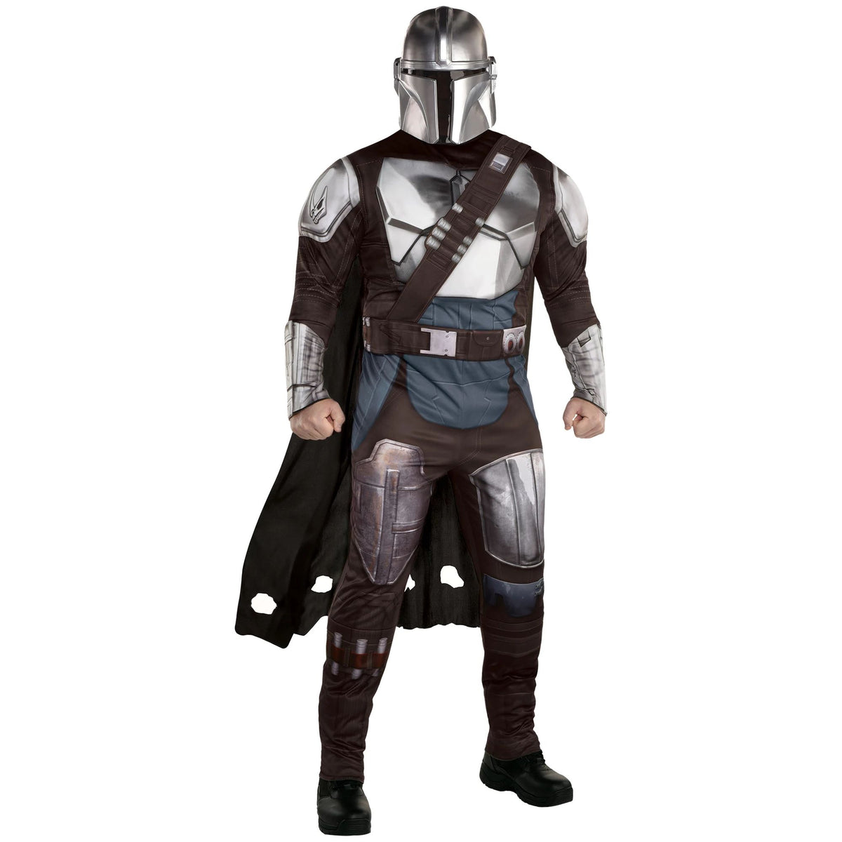 Men's Disney Star Wars Mandalorian Black Jumpsuit with Mask, Assorted Sizes