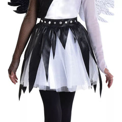 Child Twisted Angel White/Black Dress, Wings & Halo
