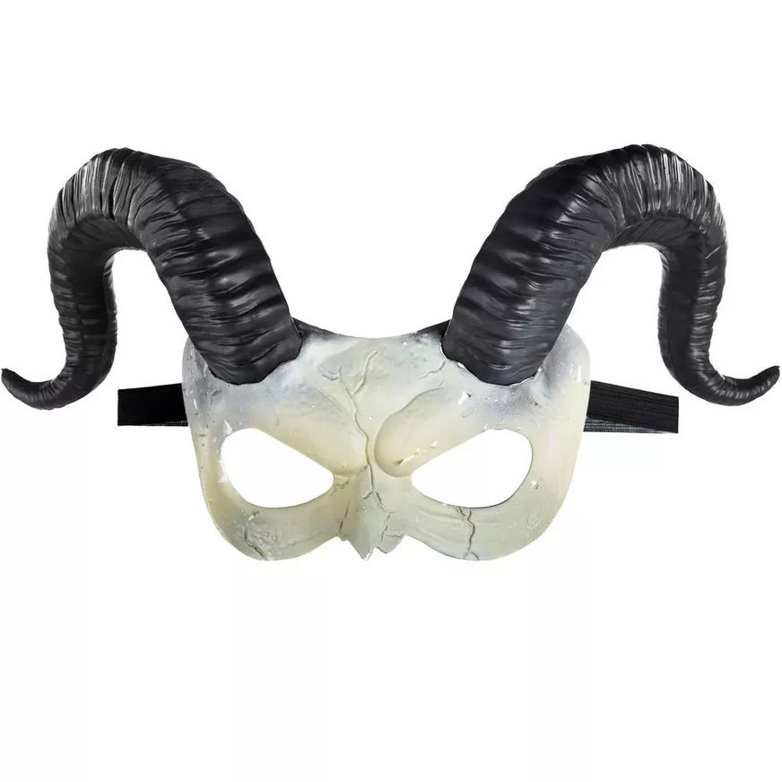 Ram Horned Half Mask, Black/White, One Size
