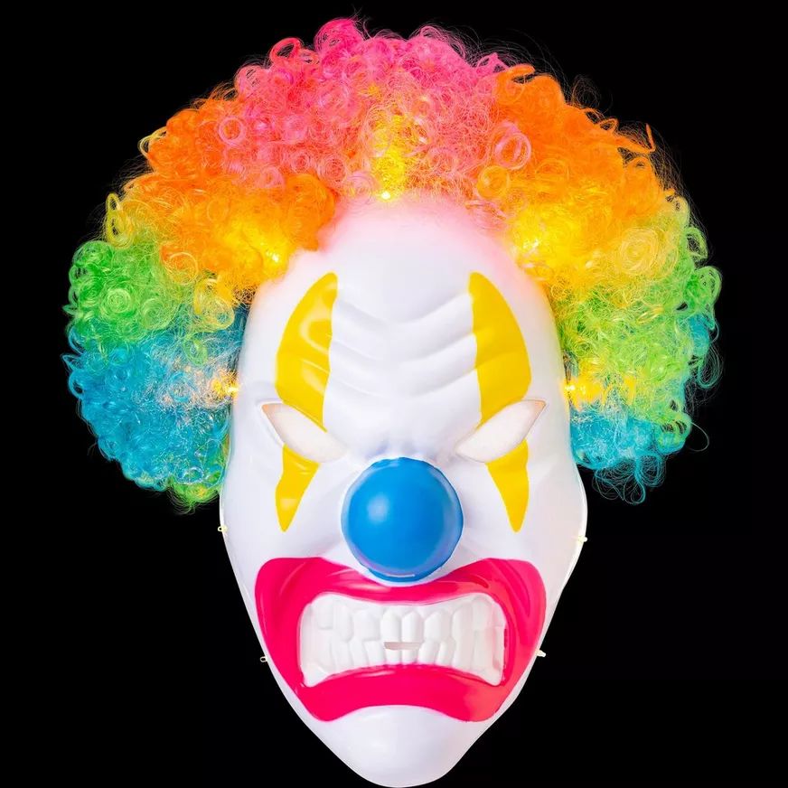 Neon Circus Light-Up Clown Mask, Hair, One Size