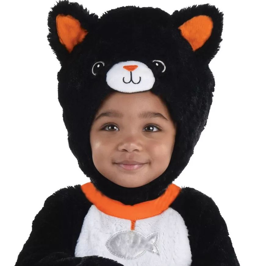 Toddler Cat Black/White Jumpsuit with Hood Costume, Assorted Sizes