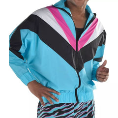 90s Windbreaker Jacket, Blue/Pink/White, Adult One Size