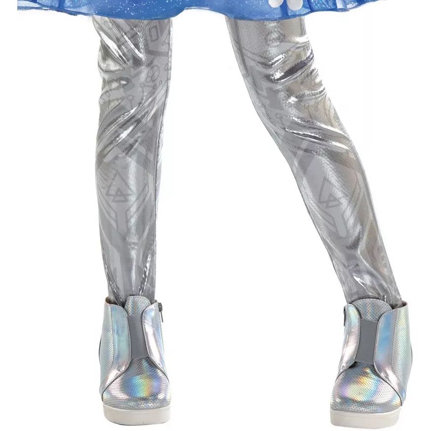Disney Zombies 3 Addison Alien Costume, Blue/Silver Dress, Gloves, Leggings, Wig, Child Large 12-14