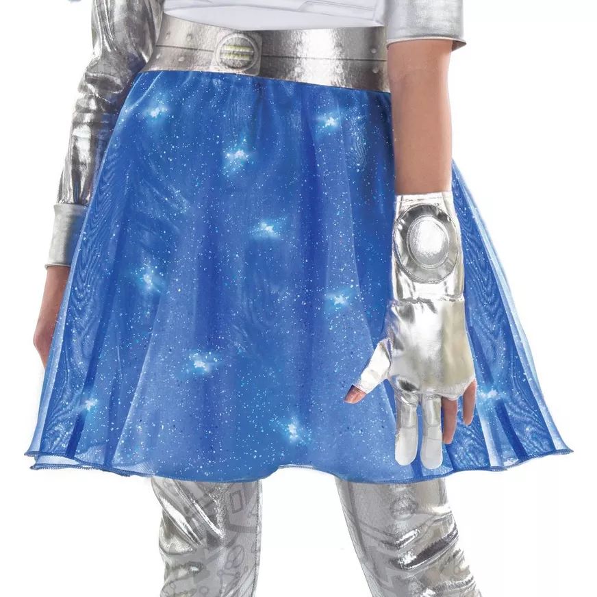 Disney Zombies 3 Addison Alien Costume, Blue/Silver Dress, Gloves, Leggings, Wig, Child Large 12-14