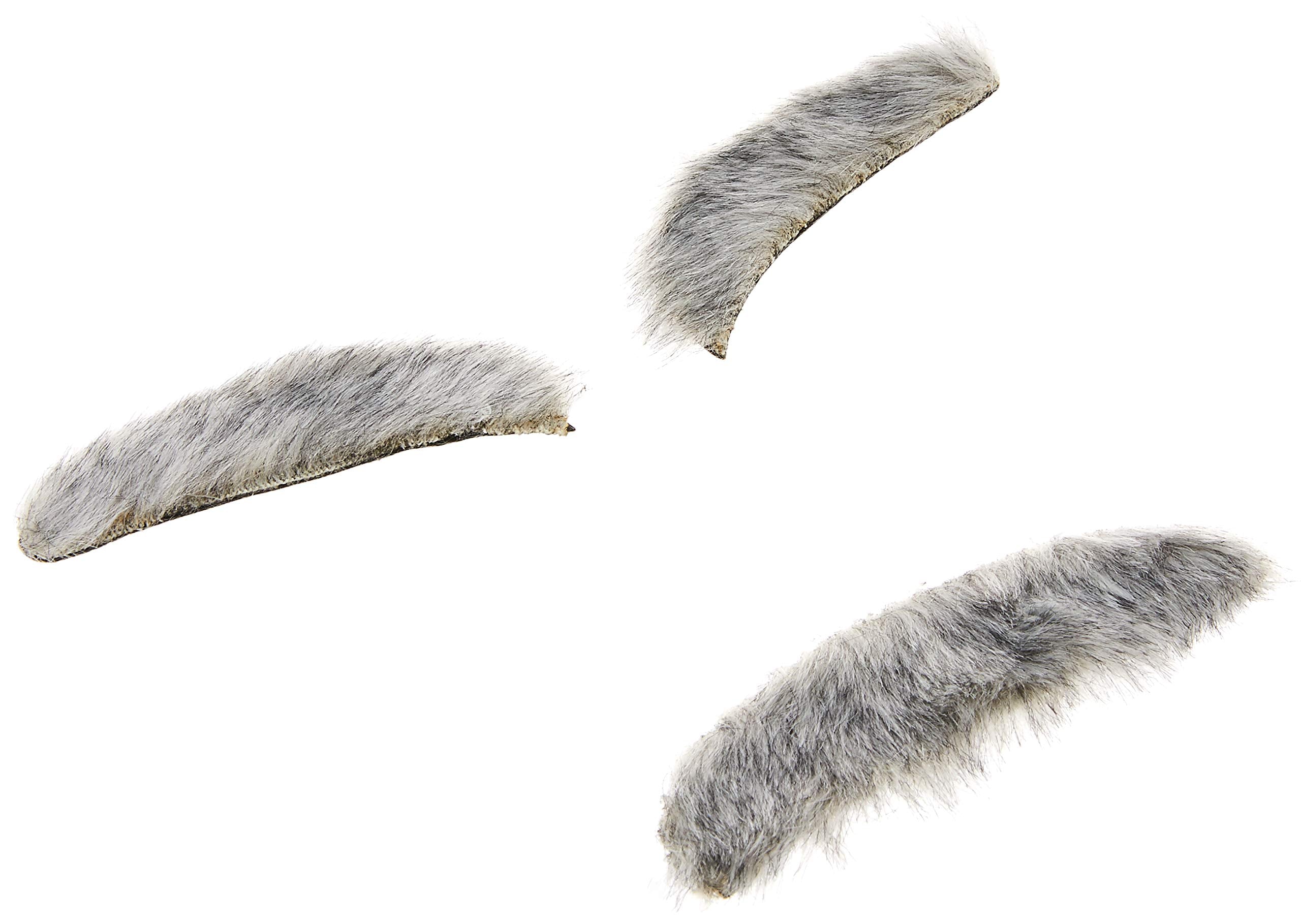 Grey Eyebrow & Moustache Facial Hair Set, One Size, 3-pk