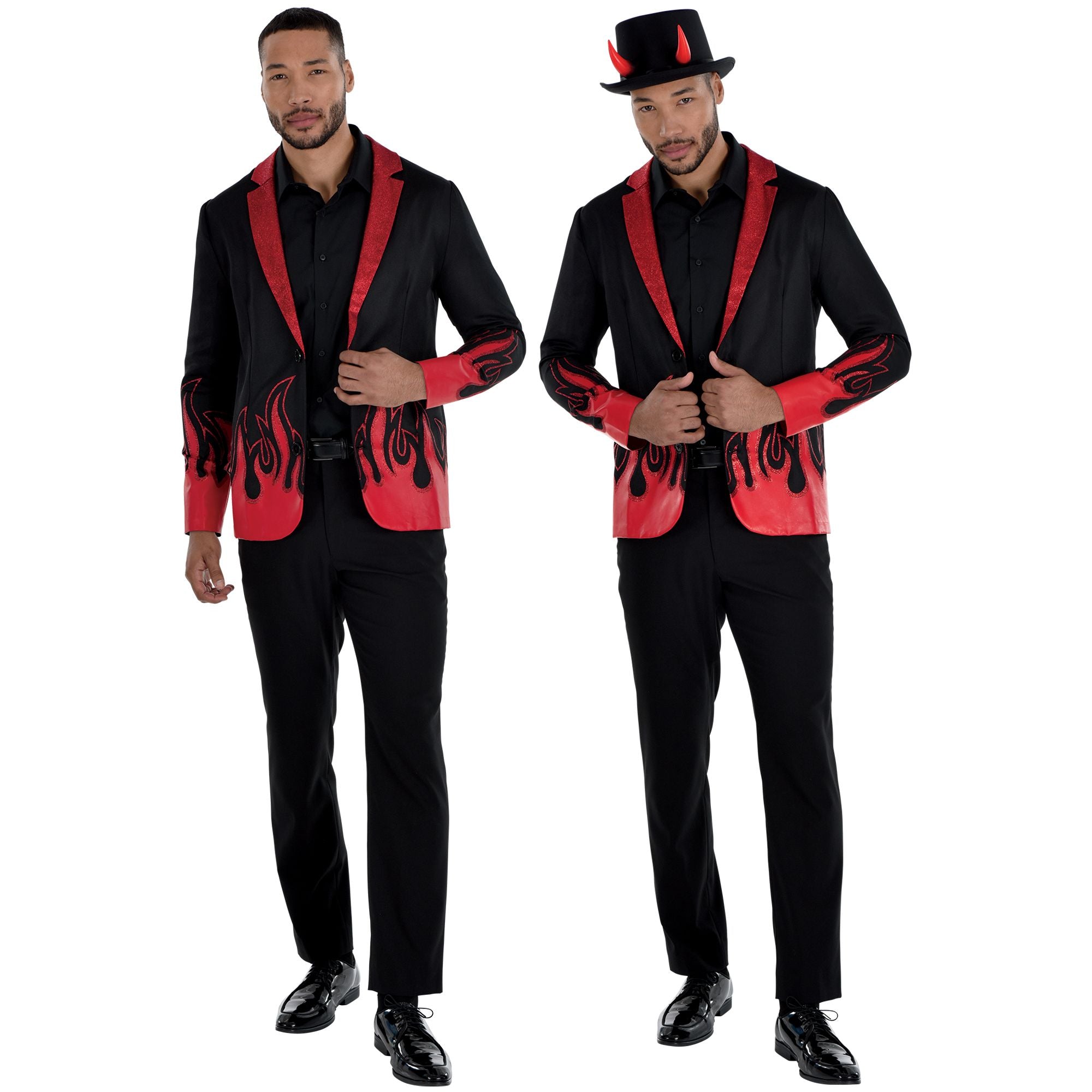 Men's Devil Suit Jacket Costume, Black/Red