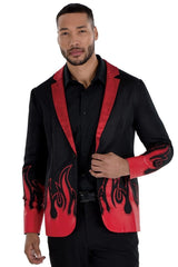 Men's Devil Suit Jacket Costume, Black/Red