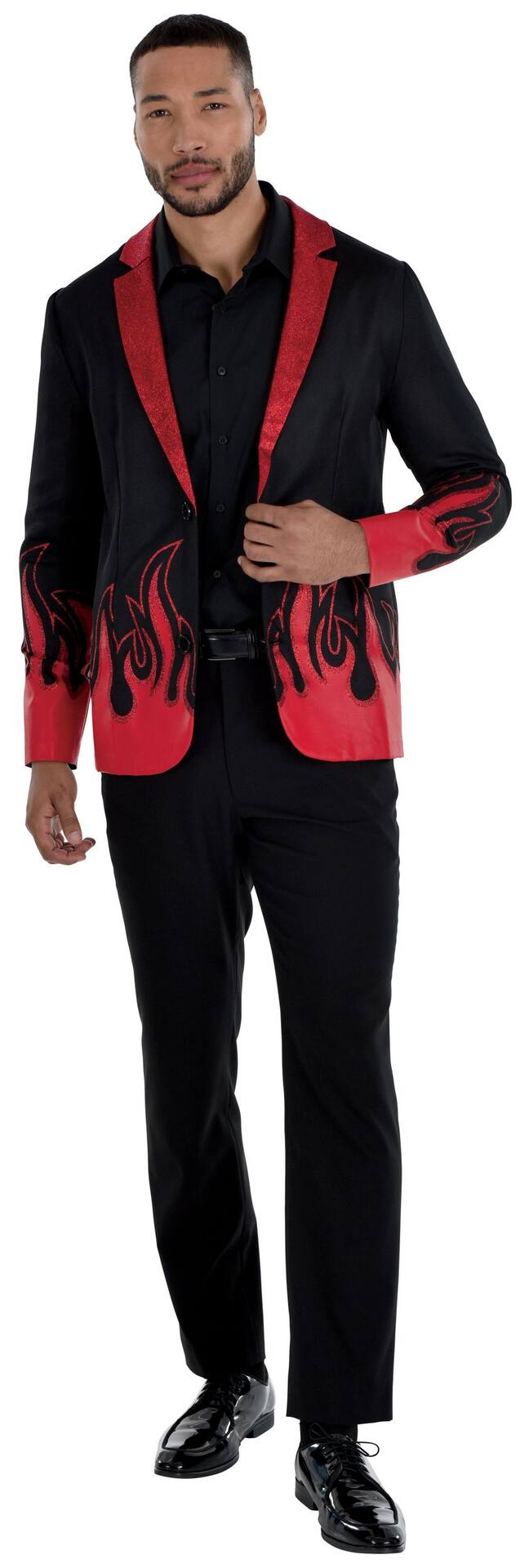 Men's Devil Suit Jacket Costume, Black/Red