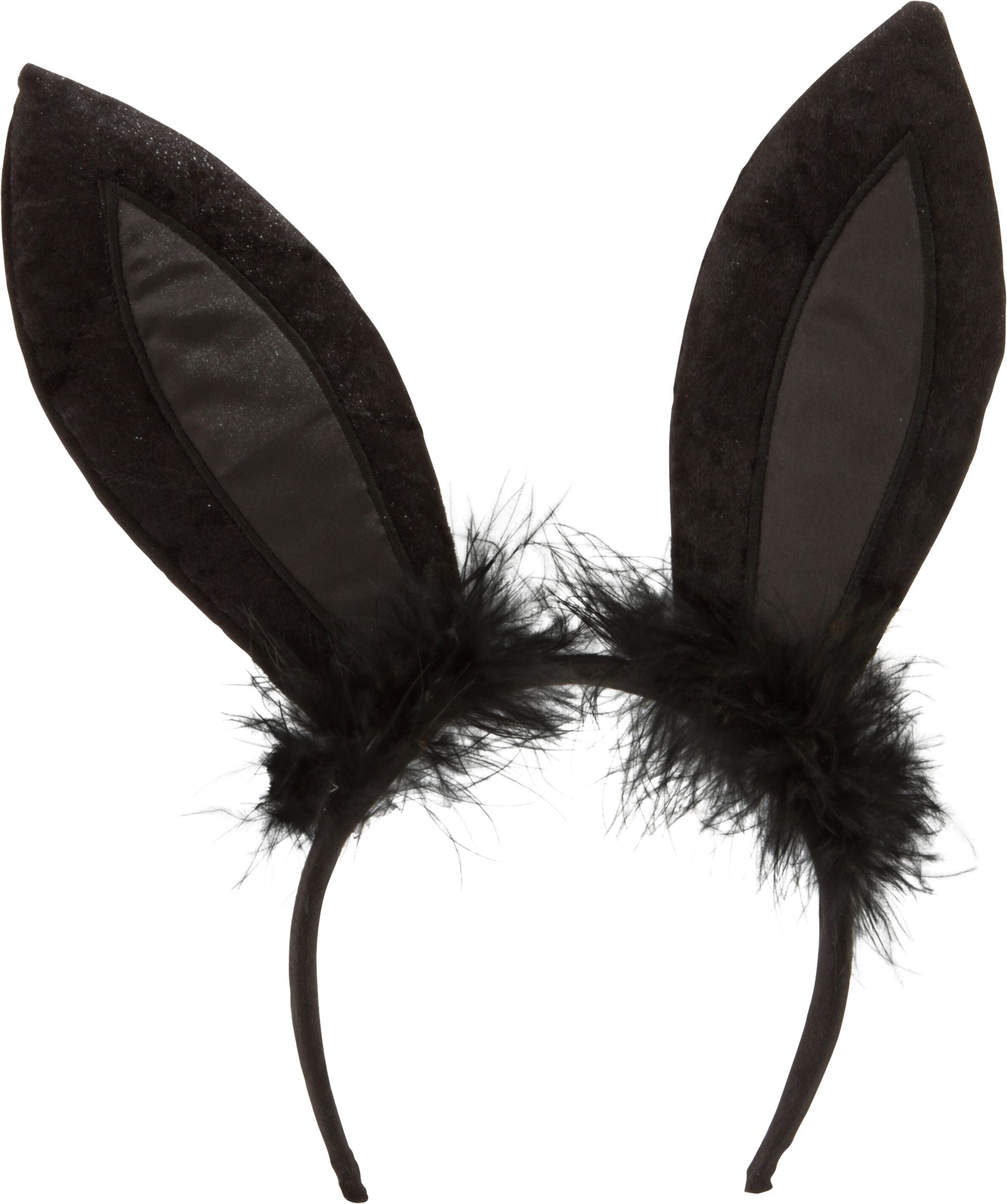 Marabou Bunny Ears Headband, Black, One Size, Wearable Costume Accessory