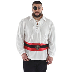 Men's Ivory Pirate Costume Shirt, Adult L/XL up to size 46