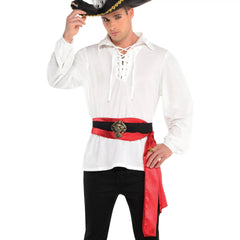 Men's Ivory Pirate Costume Shirt, Adult L/XL up to size 46