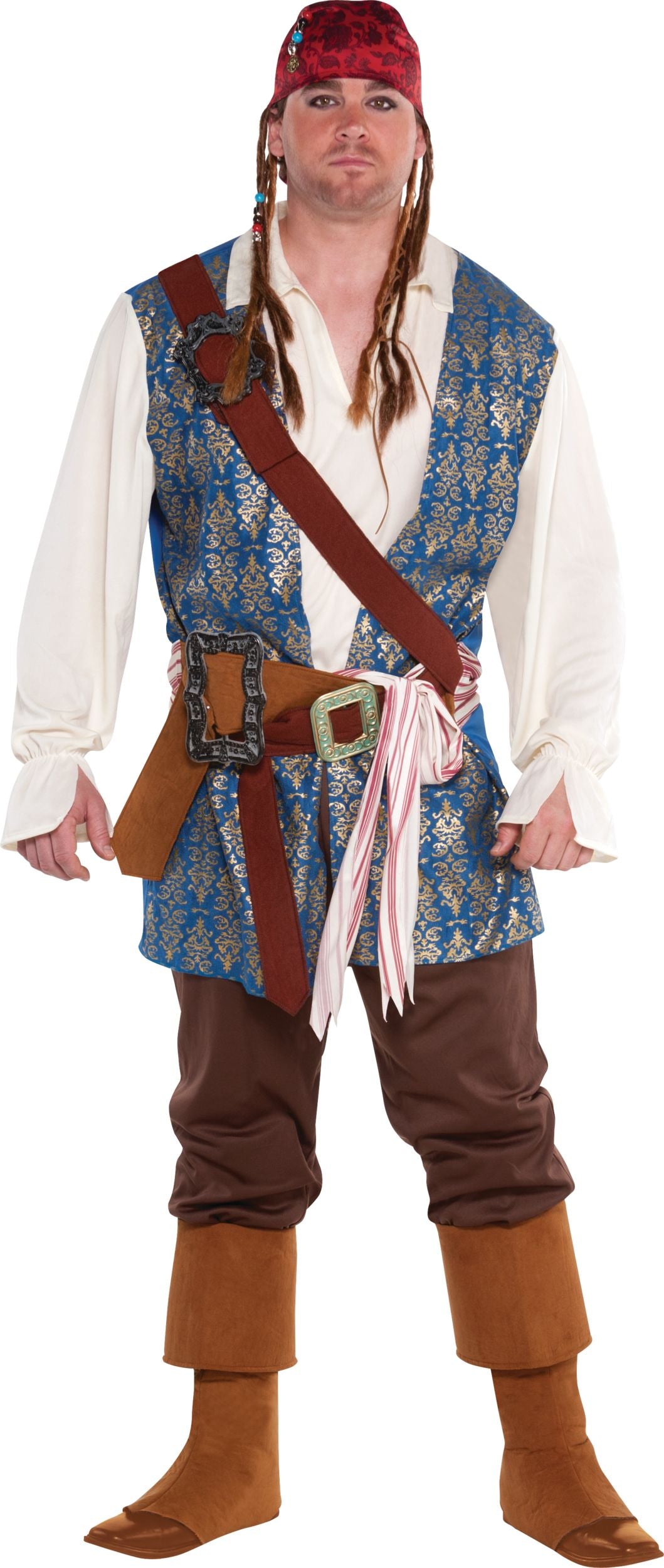 Men's Disney Jack Sparrow Costume, Blue/Brown, Plus Size