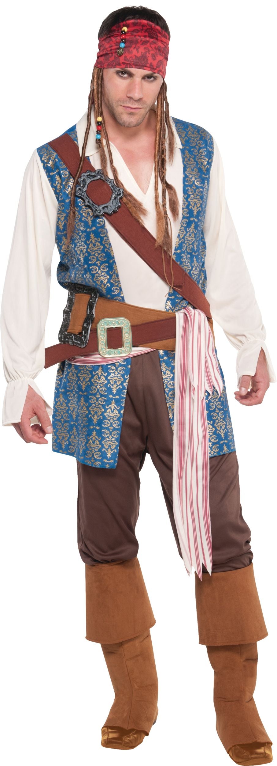 Men's Disney Jack Sparrow Costume, Blue/Brown, Plus Size