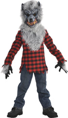 Kids' Werewolf Red Flannel Outfit with Shirt/Mask/Gloves, Assorted Sizes