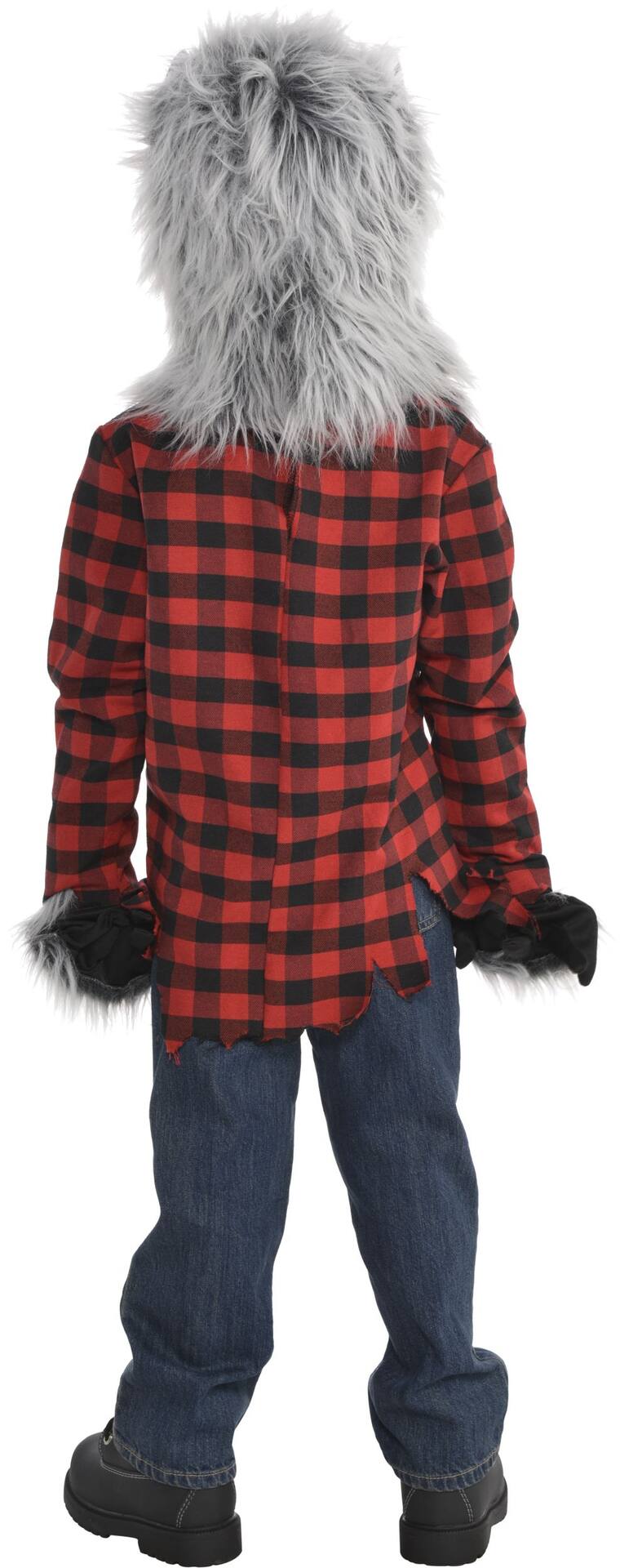 Kids' Werewolf Red Flannel Outfit, Shirt/Mask/Gloves, Assorted Sizes Costume