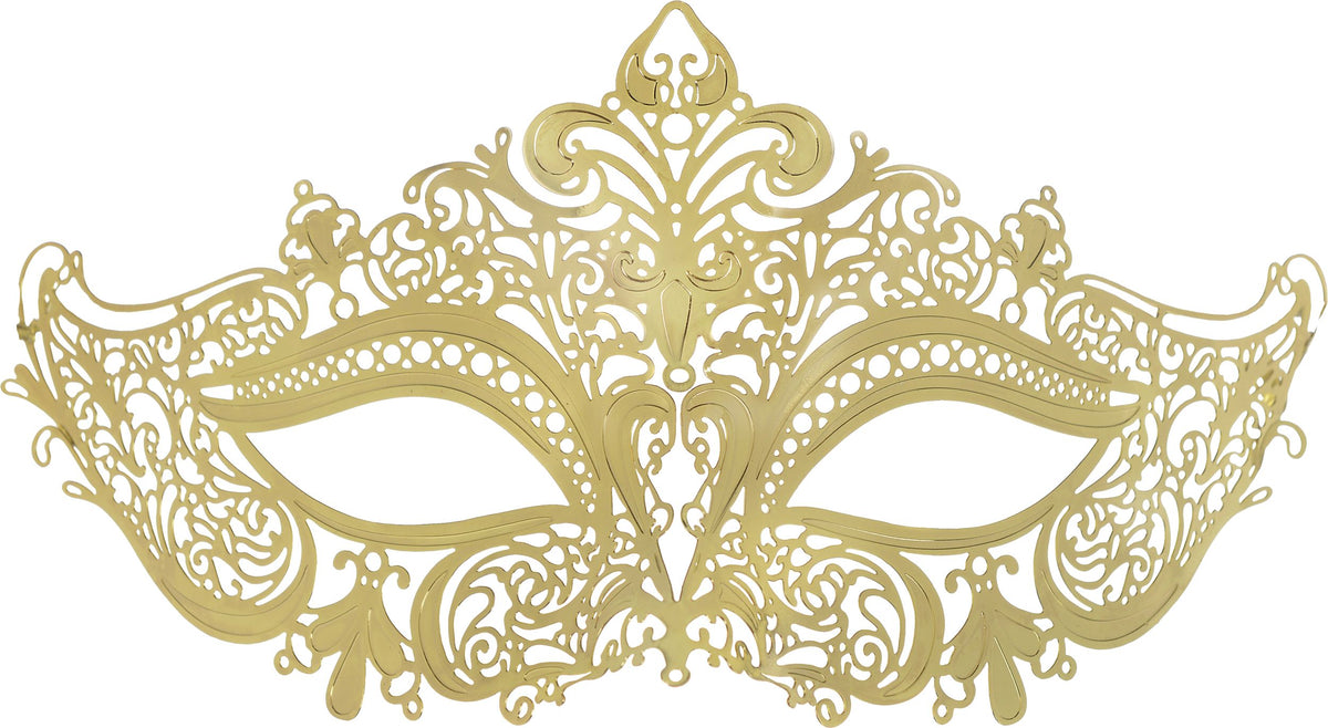 Filigree Metal Masquerade Mask, Gold, One Size, Wearable Costume Accessory