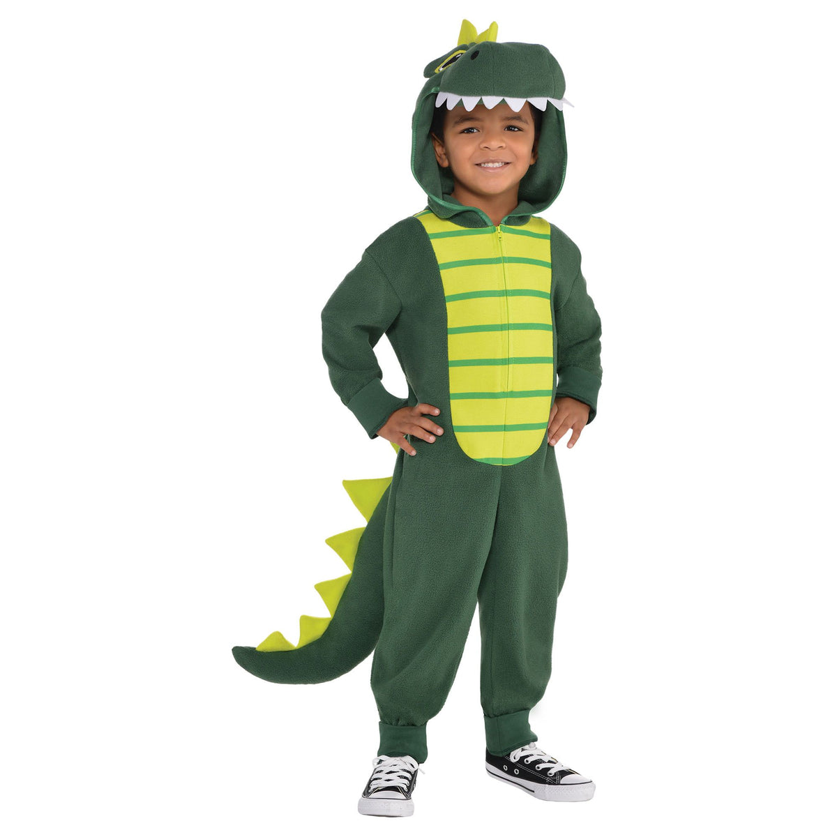 Toddler & Kids' Dinosaur Green Jumpsuit with Hood Costume, Assorted Sizes