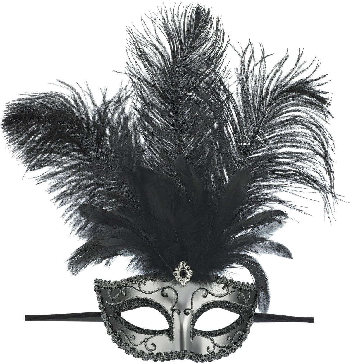 Silver Feather Dominance Masquerade Party Mask