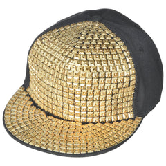 Studded Hip Hop Baseball Hat, Black/Gold, One Size