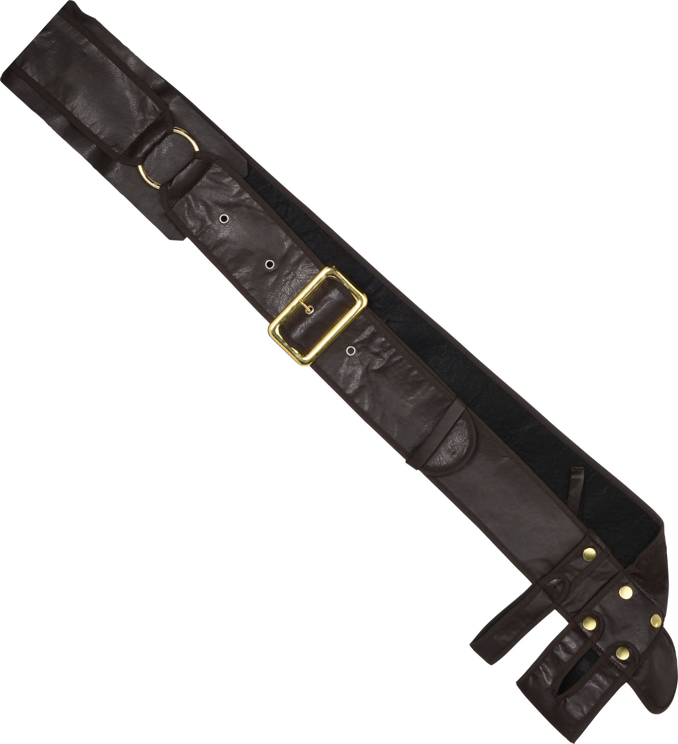 Pirate Bandolier Leather Belt, Brown, One Size, Wearable Costume Accessory