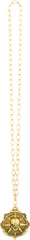 Pirate Compass Skull Medallion Necklace, Gold, 32-inch