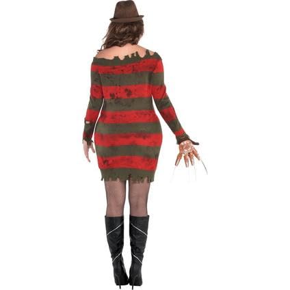 Women's Freddy Krueger Dress, Hat, & Gloves Costume