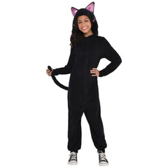 Toddler & Kids' Cat Black Jumpsuit with Hood, Assorted Sizes