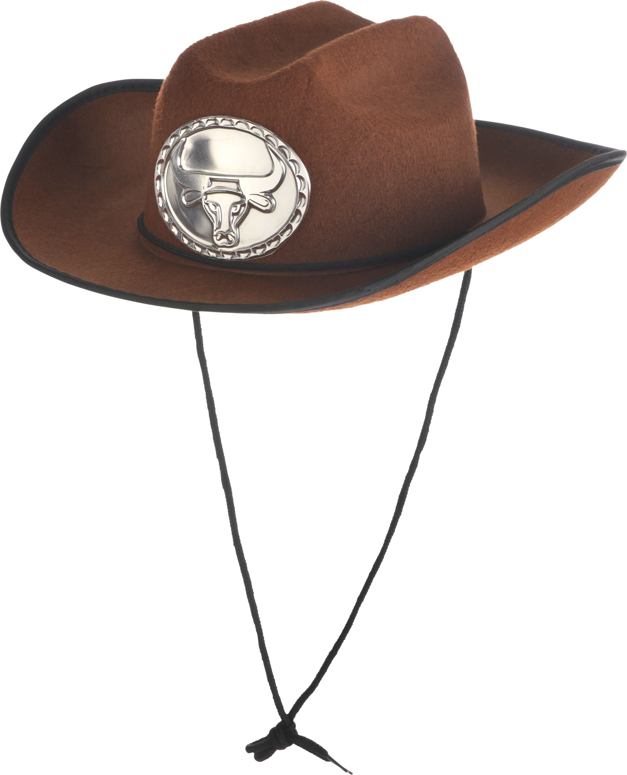 Western Cowboy Hat, Cow Medallion, Brown/Silver, One Size