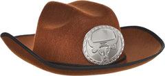 Western Cowboy Hat, Cow Medallion, Brown/Silver, One Size