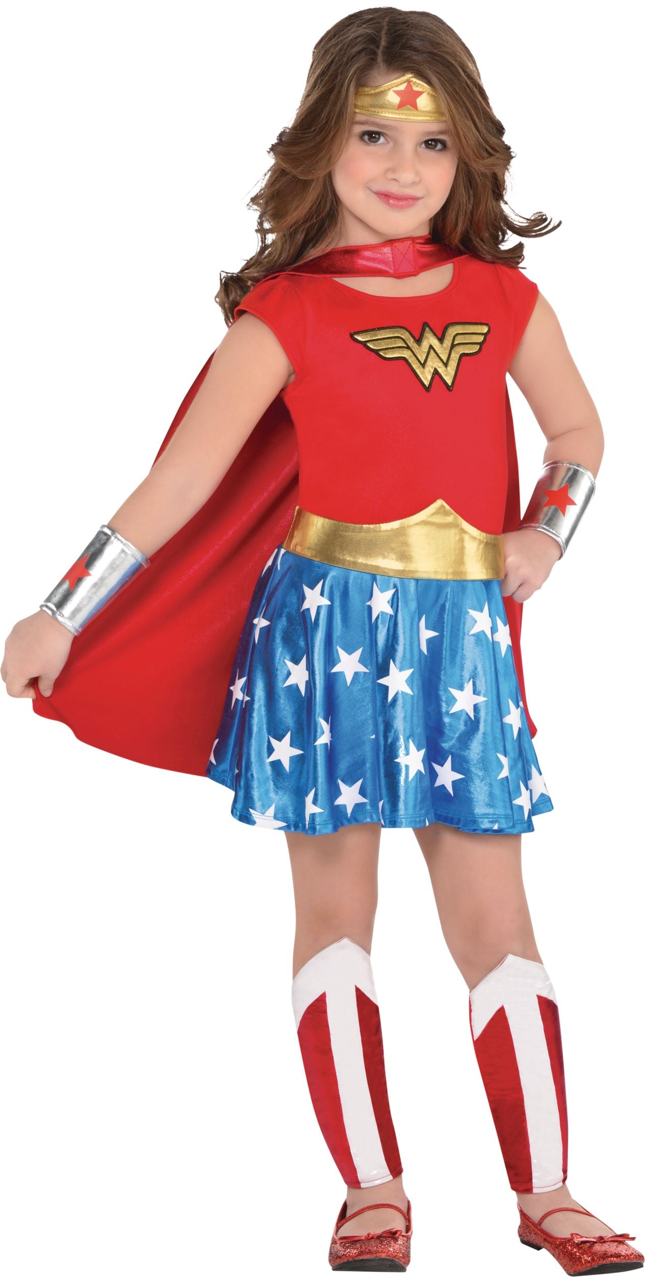 Kids' Wonder Woman Costume, Red/Blue Dress, Assorted Sizes
