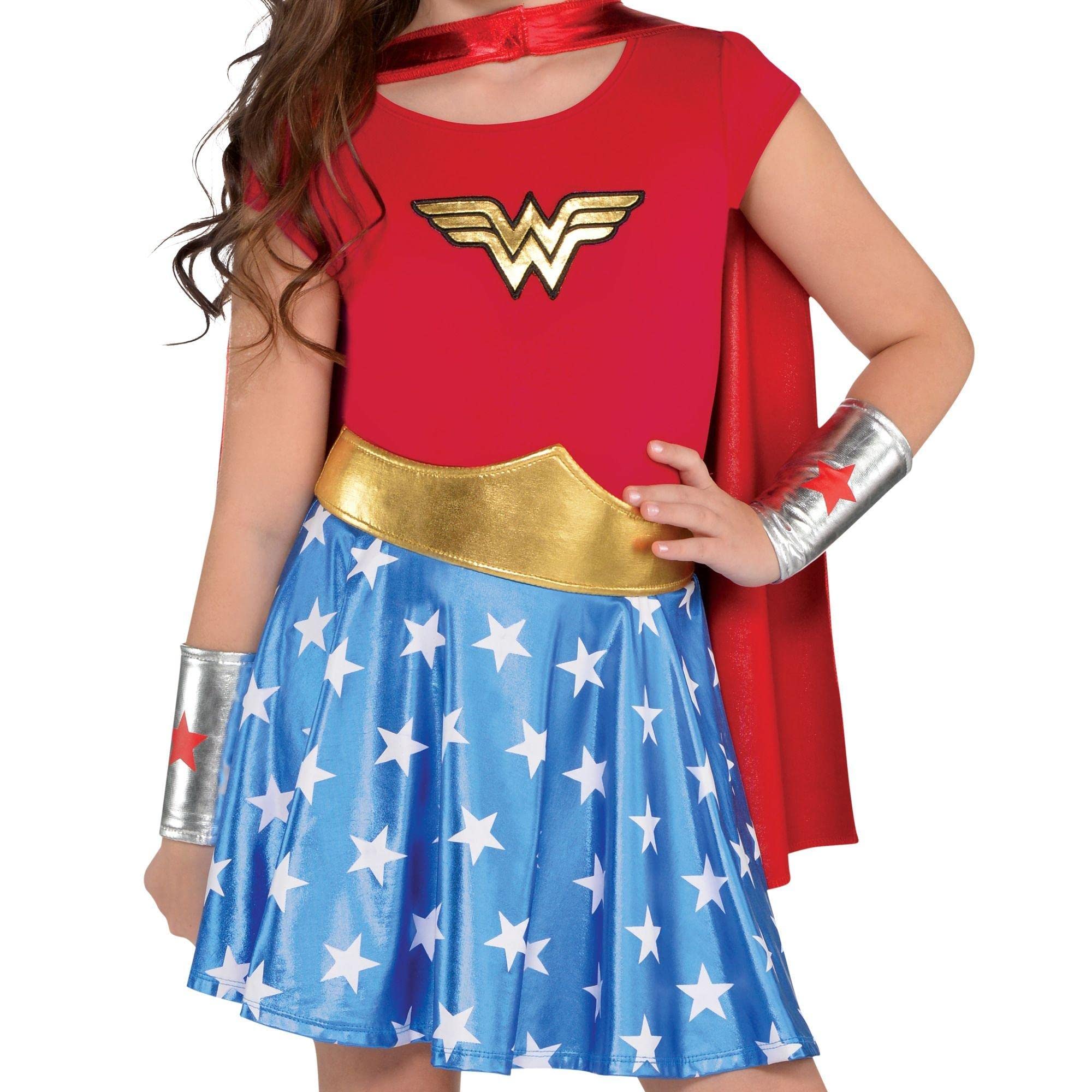 Kids' Wonder Woman Dress Costume with Accessories, Assorted Sizes