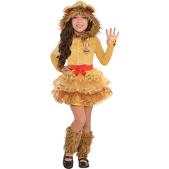 Kids' Wizard of Oz Cowardly Lion Costume, Dress, Hood, Leg Warmers, Assorted Sizes