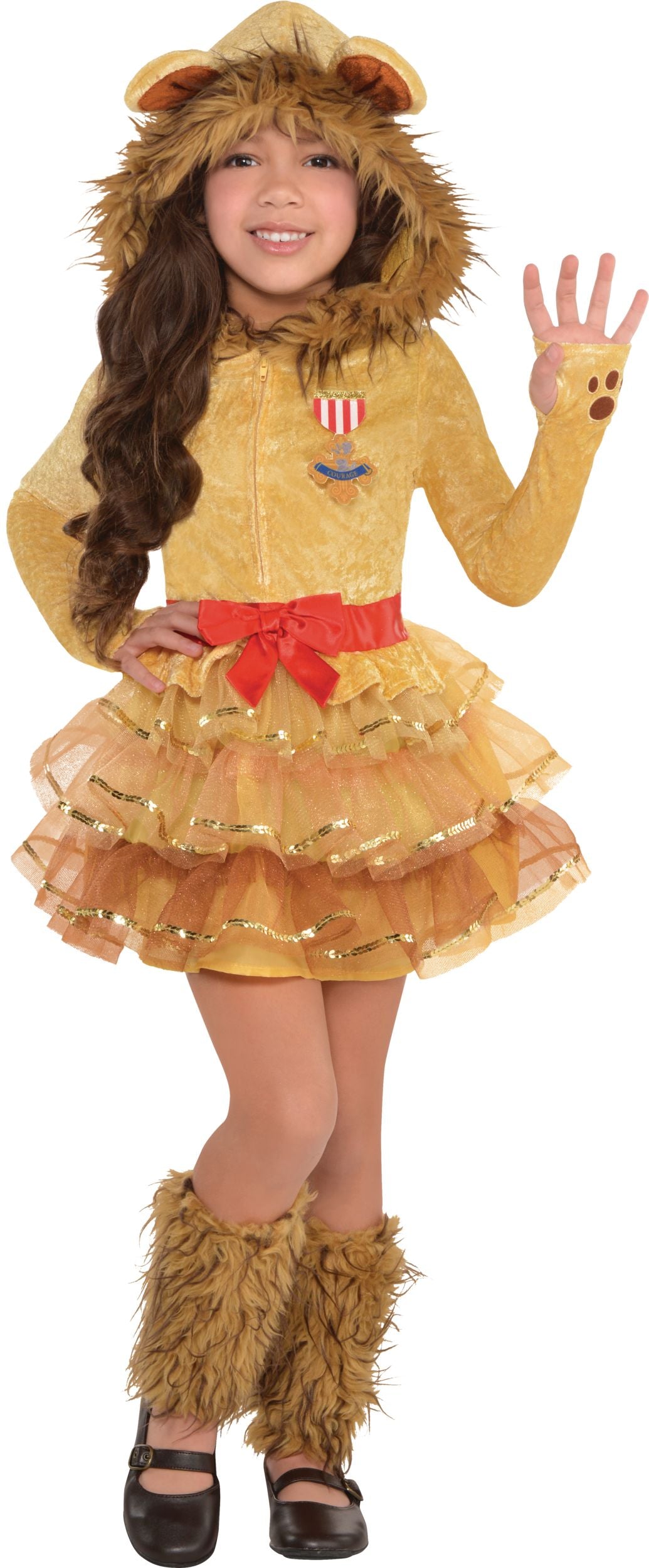Kids' Wizard of Oz Cowardly Lion Costume, Dress, Hood, Leg Warmers, Assorted Sizes