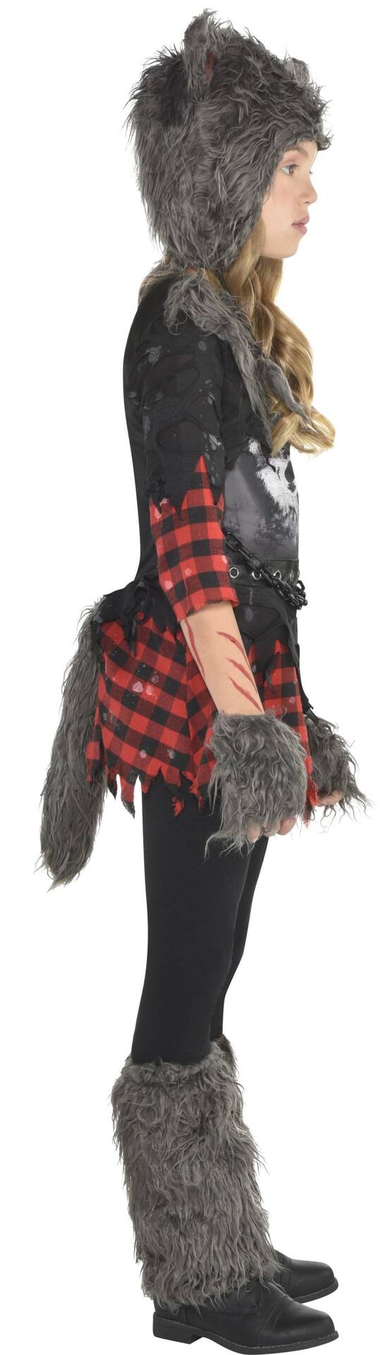 Kids' She-Wolf Werewolf Costume, Shirt, Skirt, Gloves, Leg Warmers
