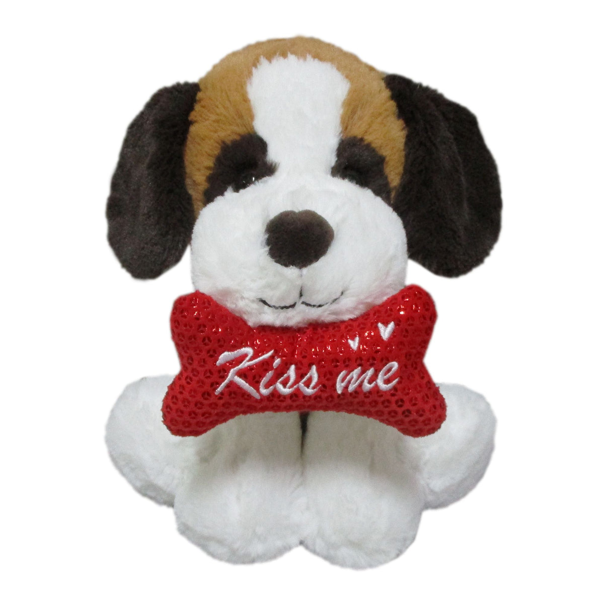 Adorable Valentine's Day Plush Puppy with Kiss Me Bone