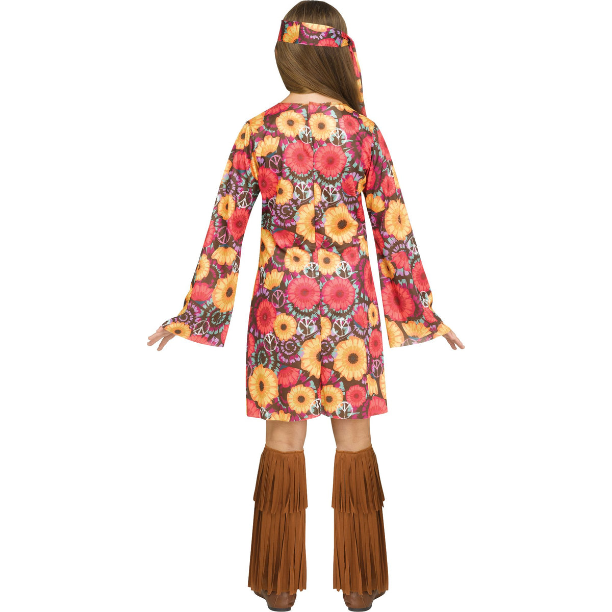 Flower Power Hippie Girl's Costume, 4-pcs, Child Small 4-6