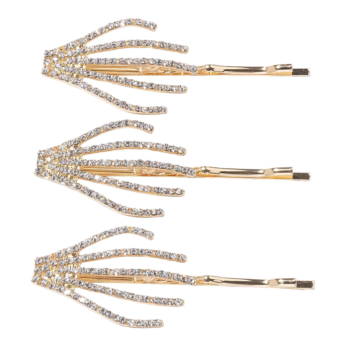 Rhinestone Skeleton Hand Clip Set, 3-pk