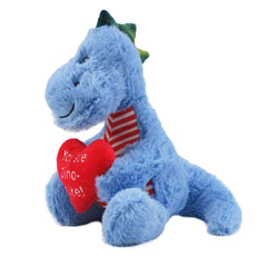 Valentine's Day Blue Dinosaur Plush, 9 inch