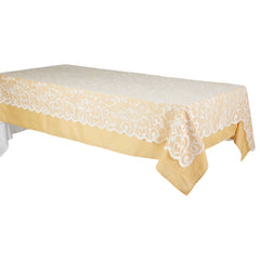 Rectangle Fabric Lace Reusable Table Cover, White, 60x84-in