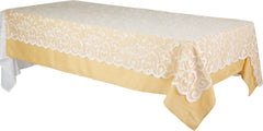 Rectangle Fabric Lace Reusable Table Cover, White, 60x84-in