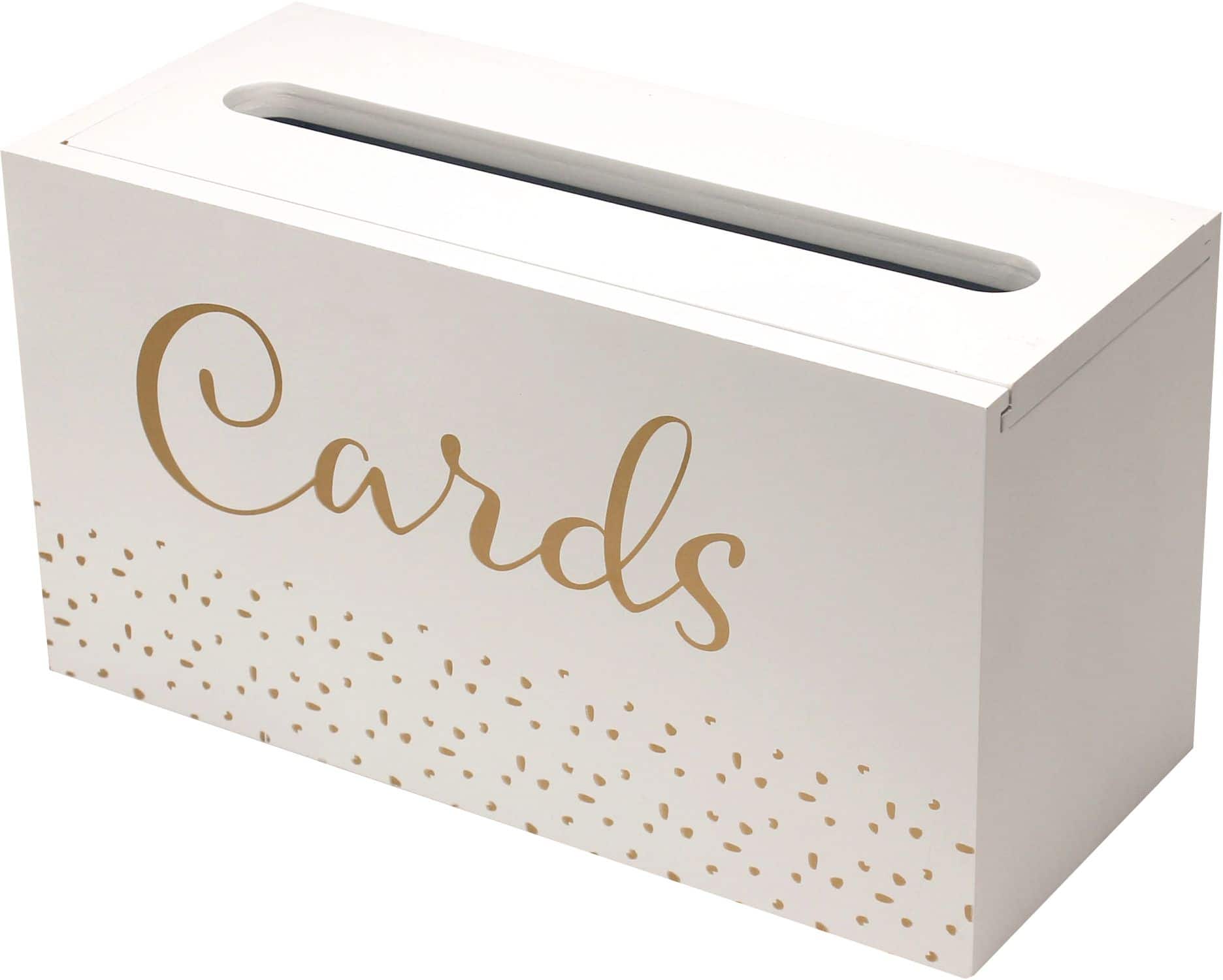 Cards Cardholder Box, White/Gold, for Wedding