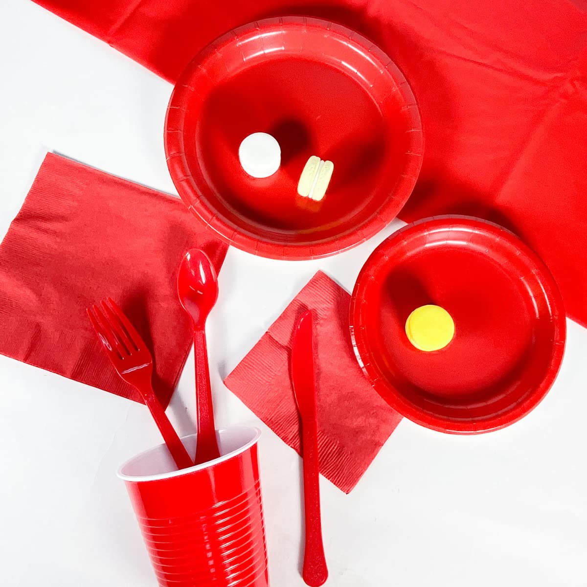 Apple Red Solid Color Party Tableware Kit - 20 Piece Set
