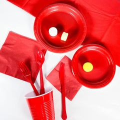 Apple Red Solid Color Party Tableware Kit - 20 Piece Set