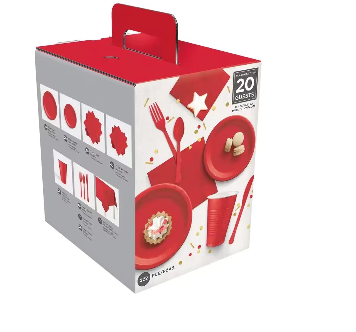 Apple Red Solid Color Party Tableware Kit - 20 Piece Set